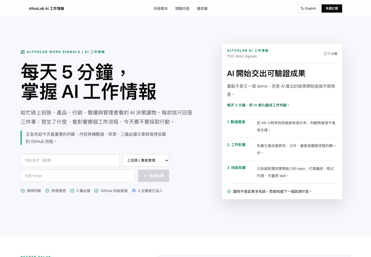 AltosLab AI 工作情報電子報平台 gallery